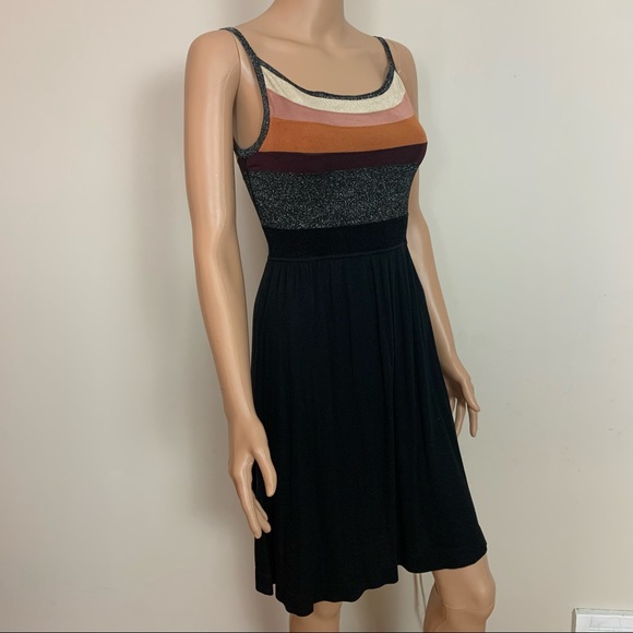 M by Missoni Dresses & Skirts - MISSONI Black Color Block GLITTER Metallic FITTED Stretch TANK Designer DRESS  2